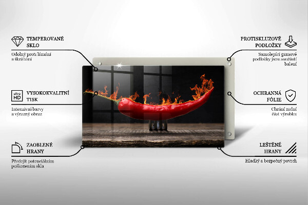 Tabla de cortar de vidrio Ají picante