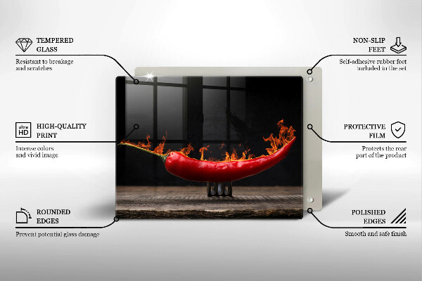 Tabla de cortar de vidrio Ají picante