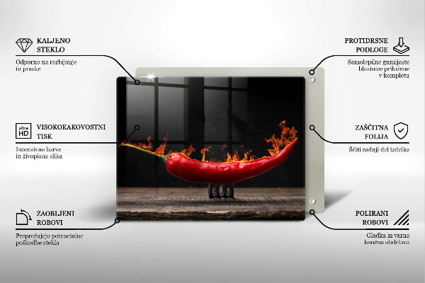 Tabla de cortar de vidrio Ají picante