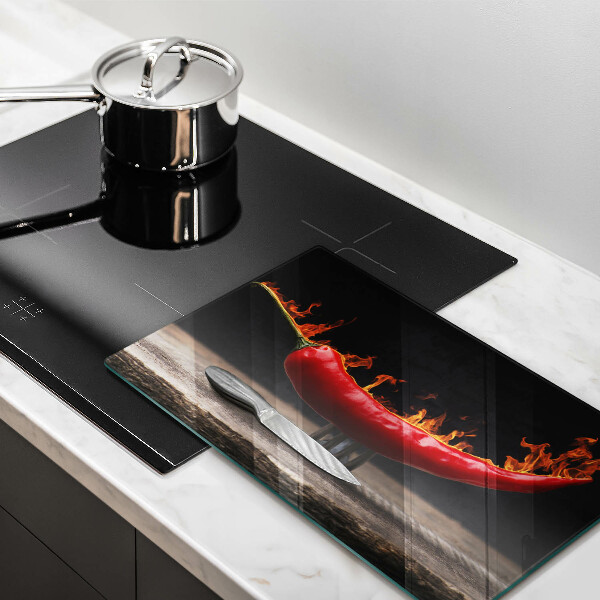 Tabla de cortar de vidrio Ají picante