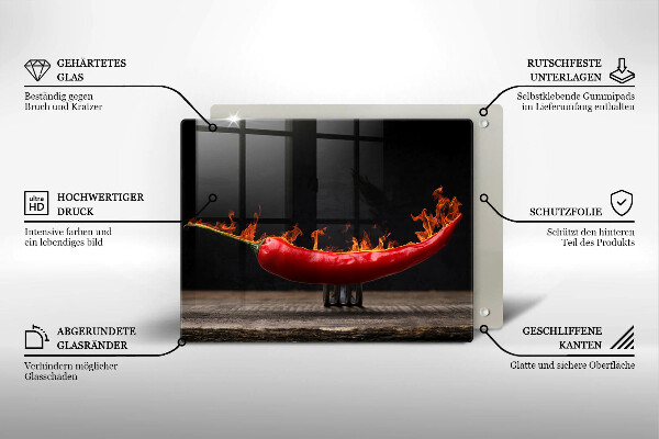 Tabla de cortar de vidrio Ají picante