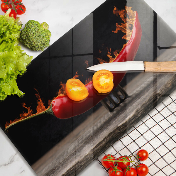 Tabla de cortar de vidrio Ají picante