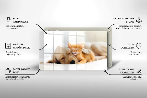 Tabla de cortar de vidrio Animales perro y gato