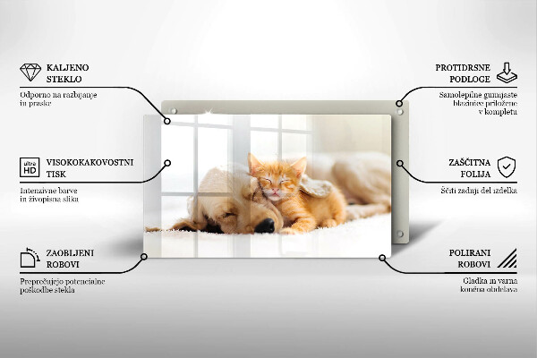 Tabla de cortar de vidrio Animales perro y gato