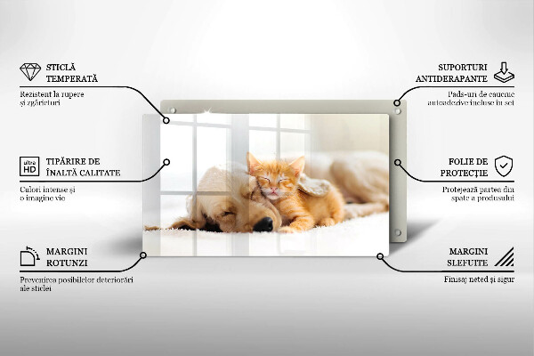 Tabla de cortar de vidrio Animales perro y gato