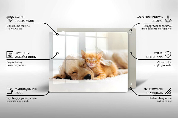 Tabla de cortar de vidrio Animales perro y gato