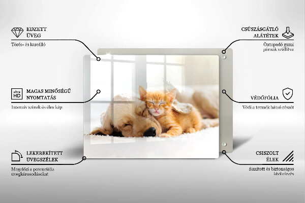 Tabla de cortar de vidrio Animales perro y gato