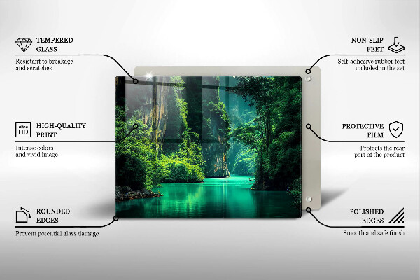 Tabla de cortar de vidrio Paisaje de laguna