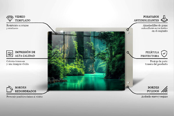 Tabla de cortar de vidrio Paisaje de laguna