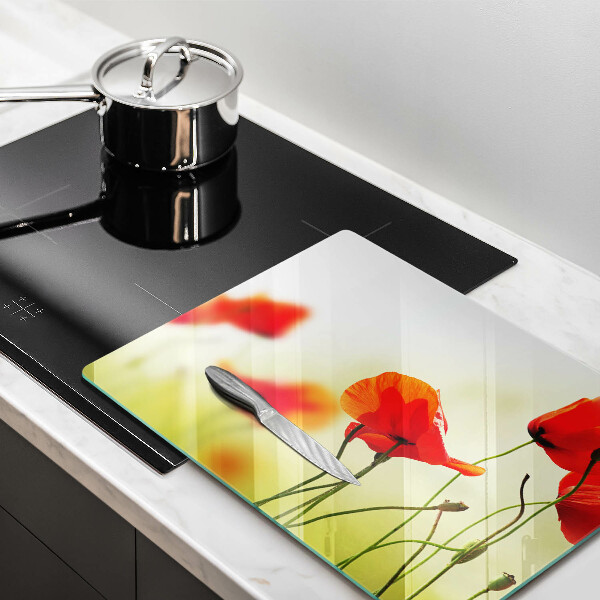 Tabla de cortar de vidrio Flores de amapolas rojas