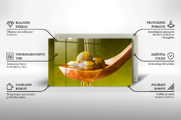 Tabla de cortar de vidrio Aceite de oliva y aceitunas