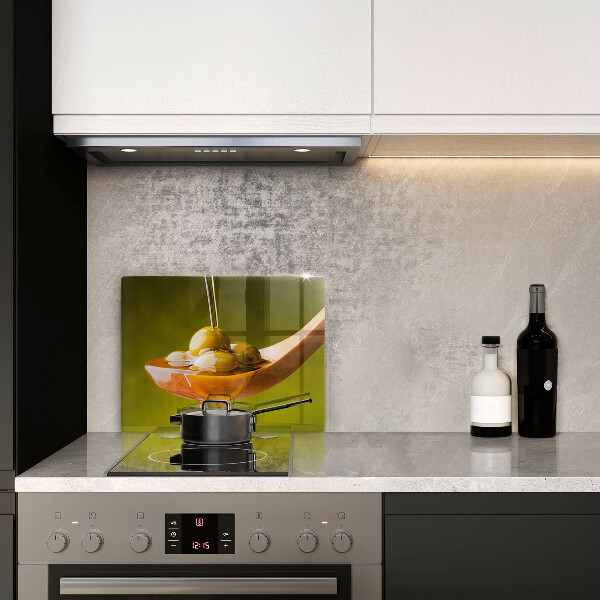 Tabla de cortar de vidrio Aceite de oliva y aceitunas