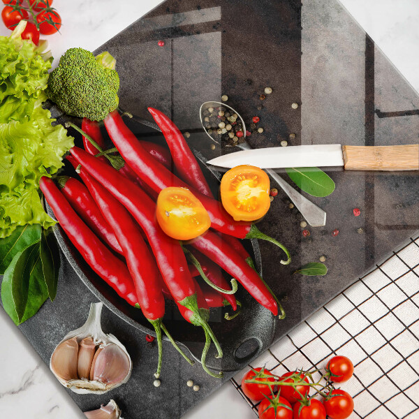 Tabla de cortar de vidrio Chiles rojos