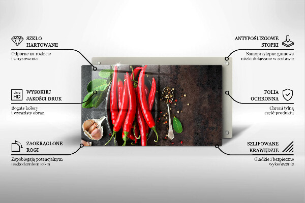 Tabla de cortar de vidrio Chiles rojos