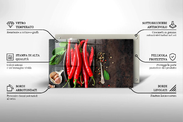 Tabla de cortar de vidrio Chiles rojos