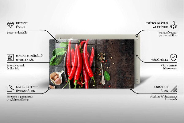 Tabla de cortar de vidrio Chiles rojos