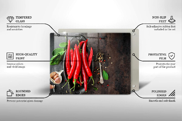 Tabla de cortar de vidrio Chiles rojos