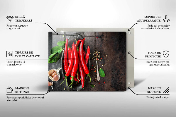 Tabla de cortar de vidrio Chiles rojos