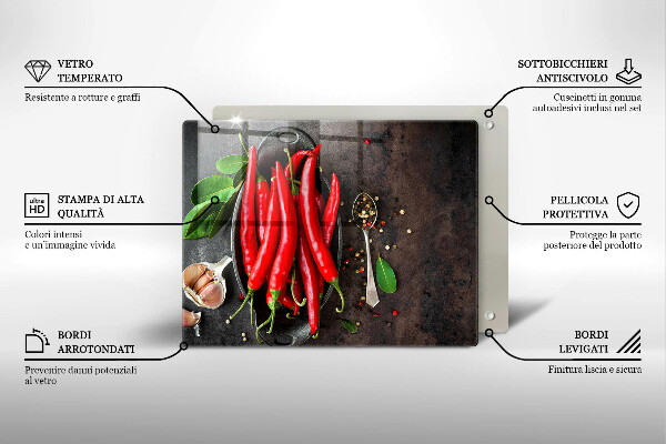 Tabla de cortar de vidrio Chiles rojos