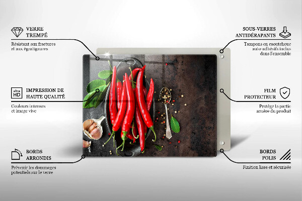 Tabla de cortar de vidrio Chiles rojos