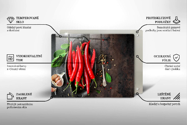 Tabla de cortar de vidrio Chiles rojos