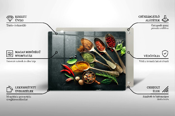 Tabla de cortar de vidrio Cucharas de cocina de especias