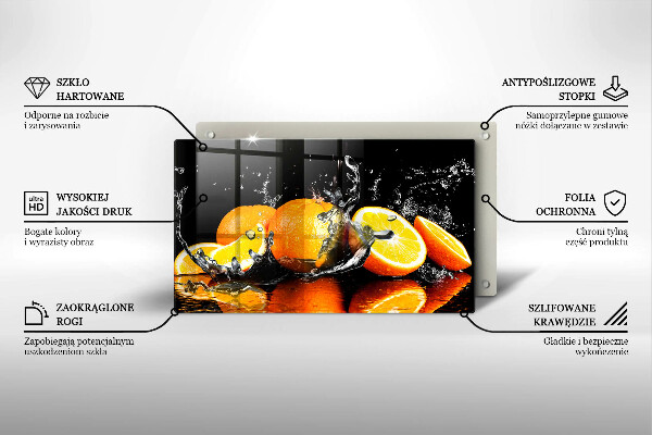 Tabla de cortar de vidrio Fruta jugosa de naranja