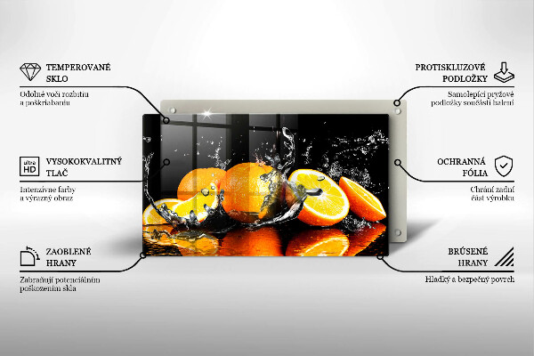 Tabla de cortar de vidrio Fruta jugosa de naranja