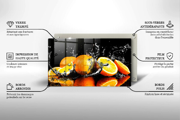 Tabla de cortar de vidrio Fruta jugosa de naranja