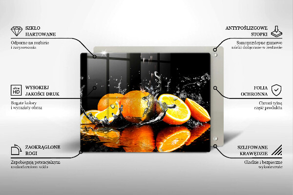 Tabla de cortar de vidrio Fruta jugosa de naranja
