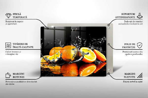 Tabla de cortar de vidrio Fruta jugosa de naranja