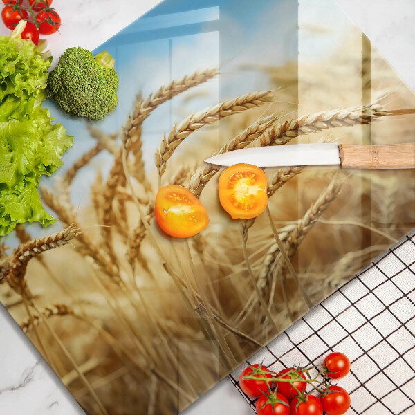 Tabla de cortar de vidrio Espigas de cereales en el campo