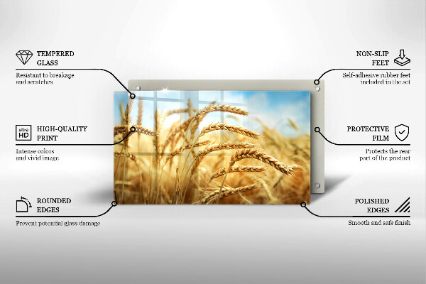 Tabla de cortar de vidrio Espigas de cereales en el campo