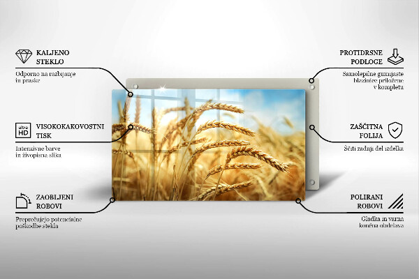 Tabla de cortar de vidrio Espigas de cereales en el campo