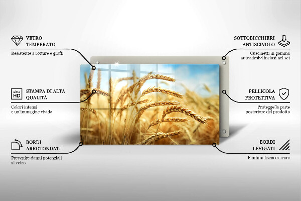 Tabla de cortar de vidrio Espigas de cereales en el campo
