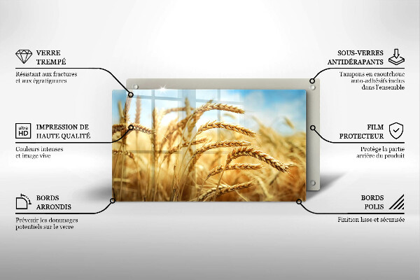 Tabla de cortar de vidrio Espigas de cereales en el campo