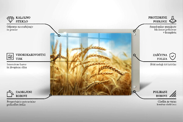 Tabla de cortar de vidrio Espigas de cereales en el campo
