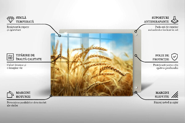 Tabla de cortar de vidrio Espigas de cereales en el campo