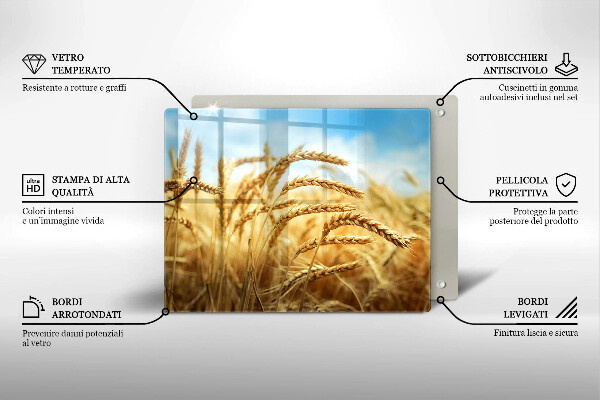 Tabla de cortar de vidrio Espigas de cereales en el campo