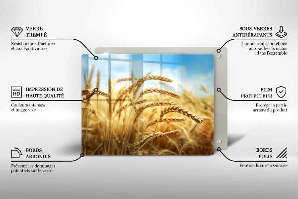 Tabla de cortar de vidrio Espigas de cereales en el campo