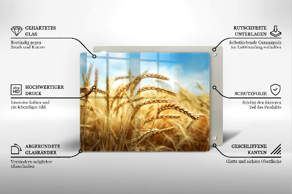 Tabla de cortar de vidrio Espigas de cereales en el campo