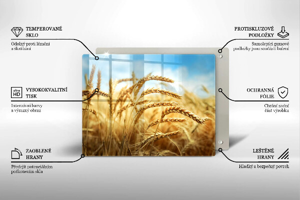 Tabla de cortar de vidrio Espigas de cereales en el campo