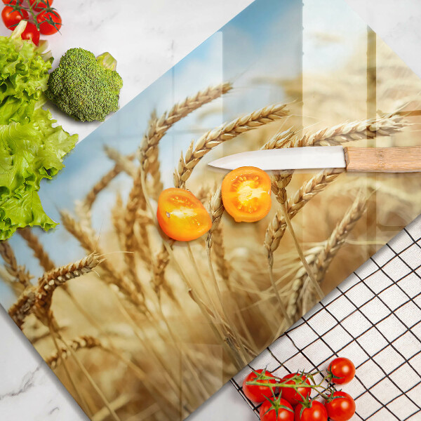 Tabla de cortar de vidrio Espigas de cereales en el campo