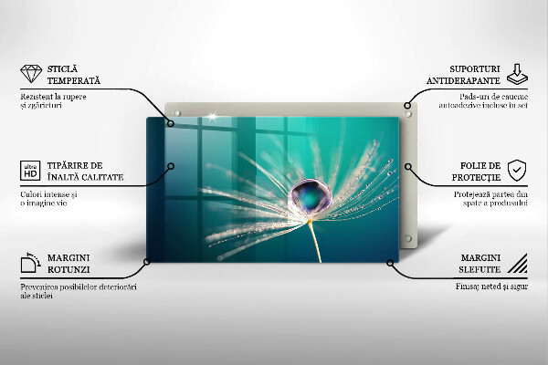 Tabla de cortar de vidrio Rocío sobre un diente de león