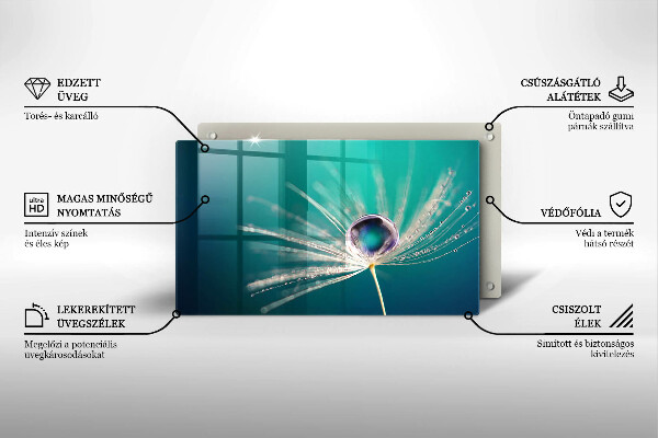 Tabla de cortar de vidrio Rocío sobre un diente de león