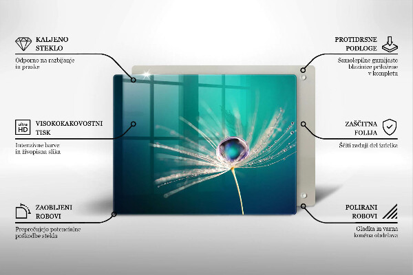 Tabla de cortar de vidrio Rocío sobre un diente de león