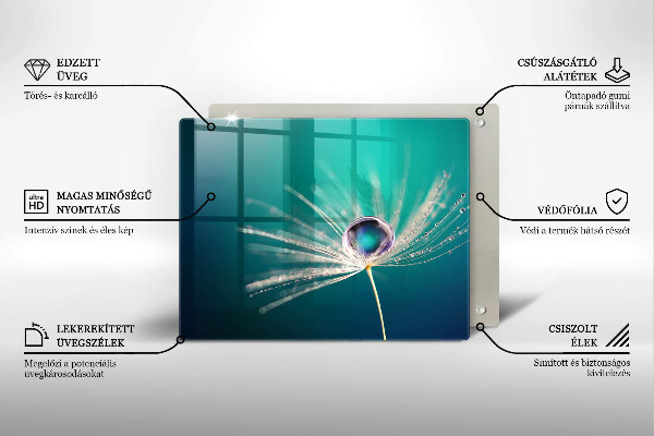 Tabla de cortar de vidrio Rocío sobre un diente de león