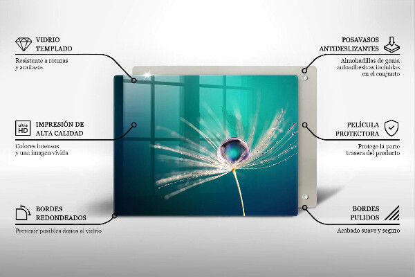 Tabla de cortar de vidrio Rocío sobre un diente de león