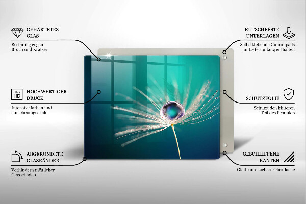 Tabla de cortar de vidrio Rocío sobre un diente de león