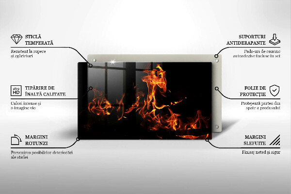 Tabla de cortar de vidrio Enciende una llama viva